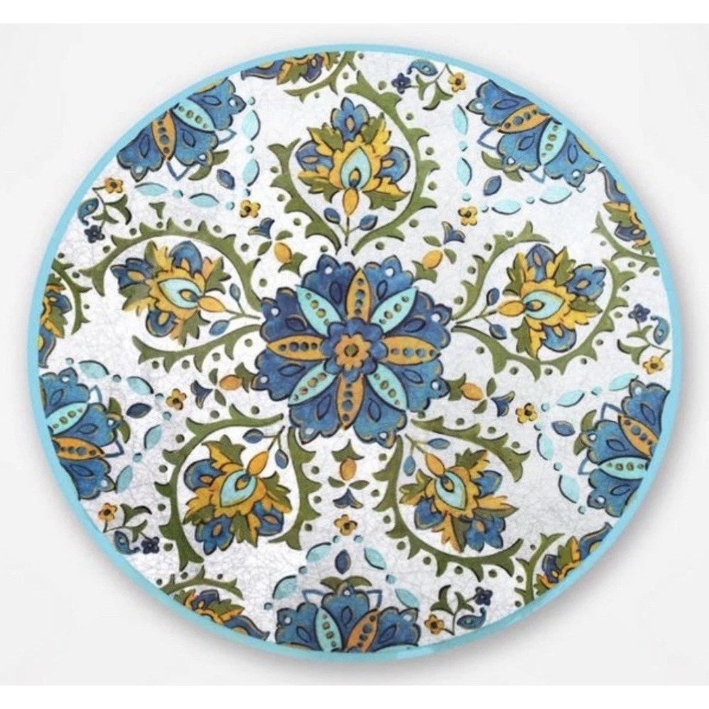 Le Cadeaux "Allegra" Turquoise Set‎ Of 4 Dinner Plates Melamine BPA Free